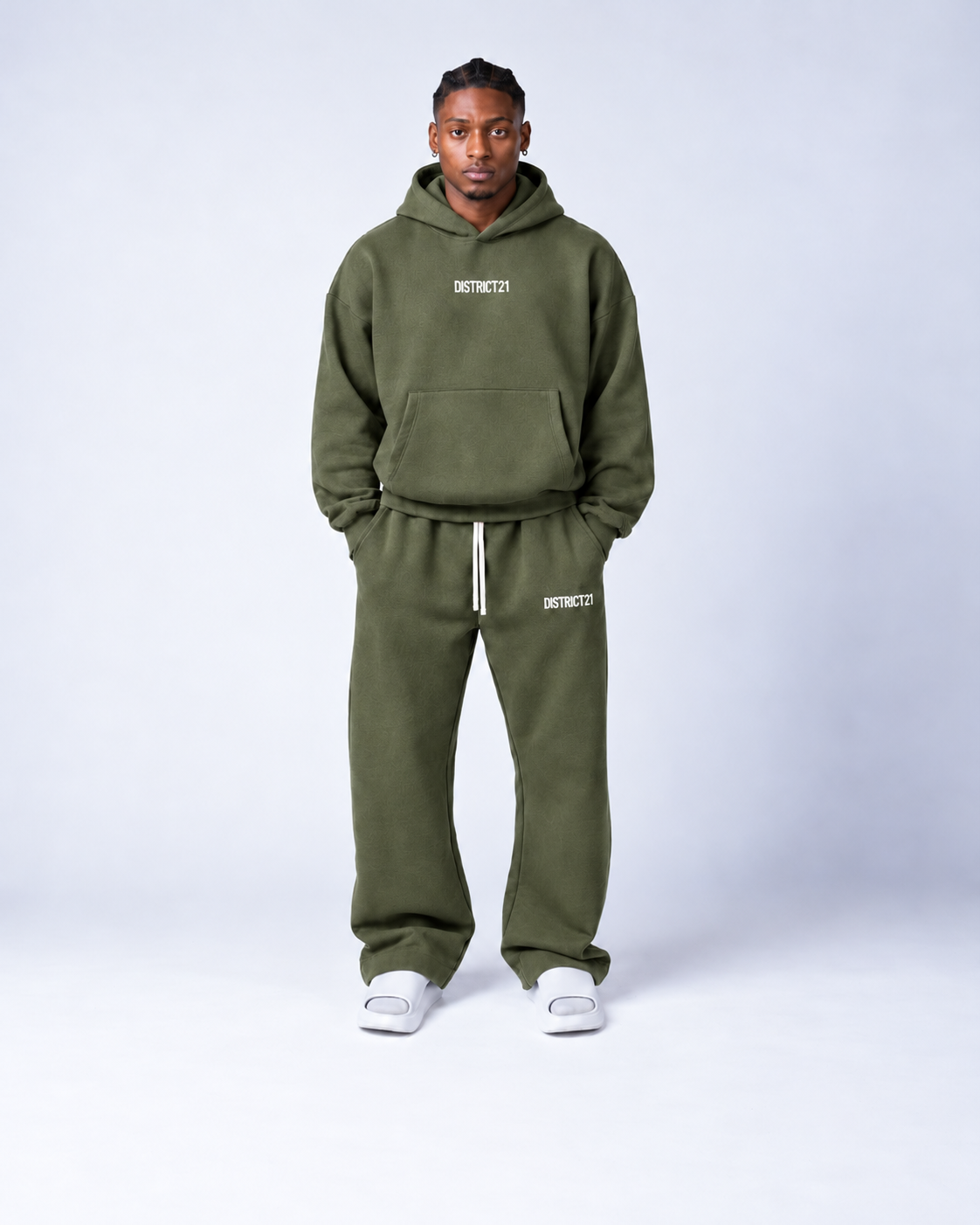 DISTRICT21 Logo Hoodie – Faded Olive