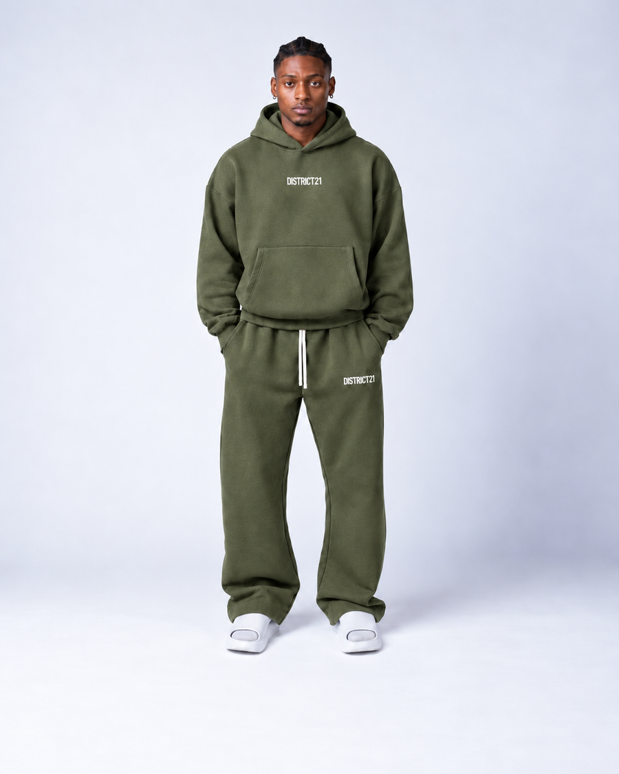 DISTRICT21 Logo Hoodie – Faded Olive